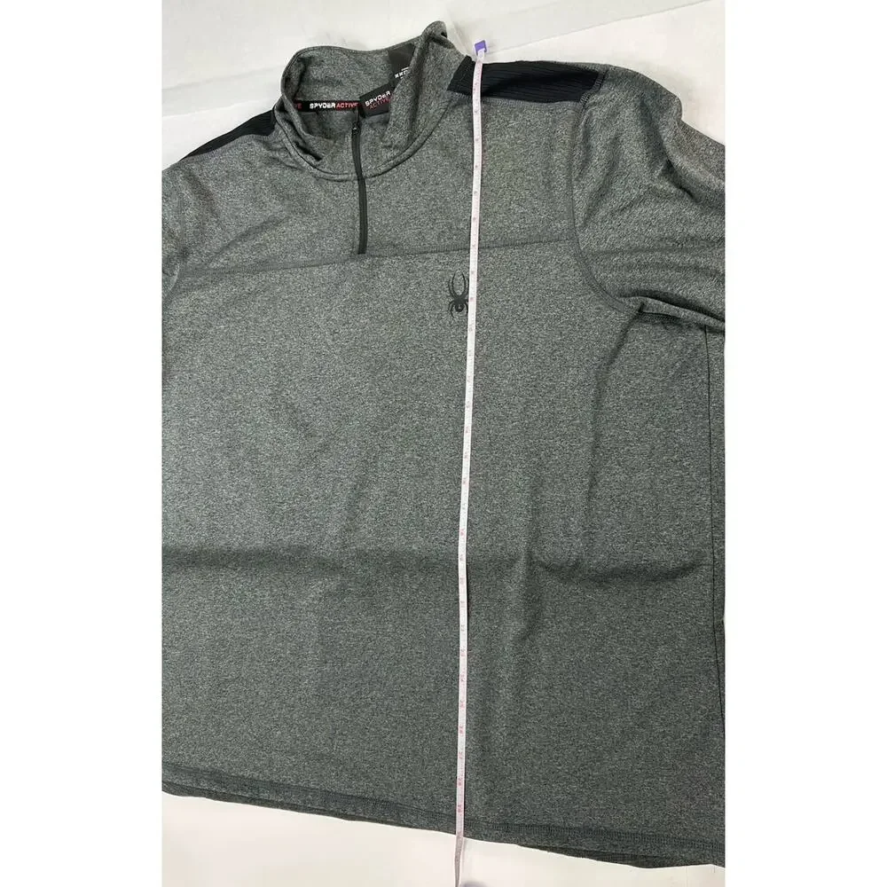 Spyder Pullover Mens XXL 1/4 Zip Lightweight Wicking Charcoal Stretch Mock Neck